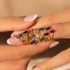 Wholesale Electroplating Copper Copper December Birthstone Ring Geometric Oval Design Fashion Accessory For Everyday Wear
