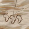 Wholesale Trendy Hollow Map Geometric Earrings And Necklace Set In Gold Tone Zinc Alloy Jewelry Accessory