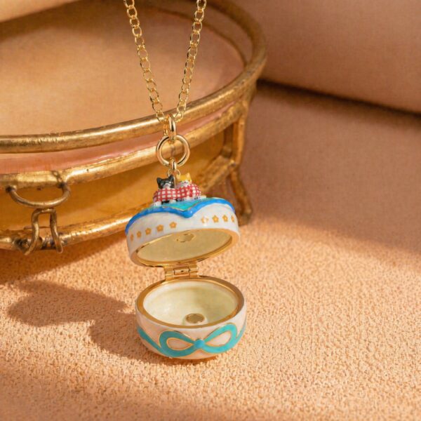 Wholesale Stylish 3D Cat Openable Pendant Necklace Copper Electroplated Pink Bow Book Design Fashion Accessory For Resale