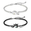 Wholesale Vintage Style Couple Bracelet Black White Dragon Heart Gemstone Metal Jewelry Accessory For Men Women Boutique Resale