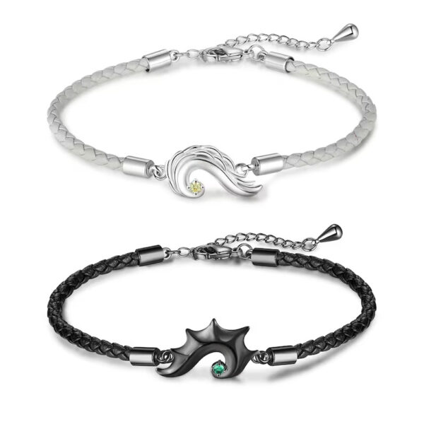 Wholesale Vintage Style Couple Bracelet Black White Dragon Heart Gemstone Metal Jewelry Accessory For Men Women Boutique Resale