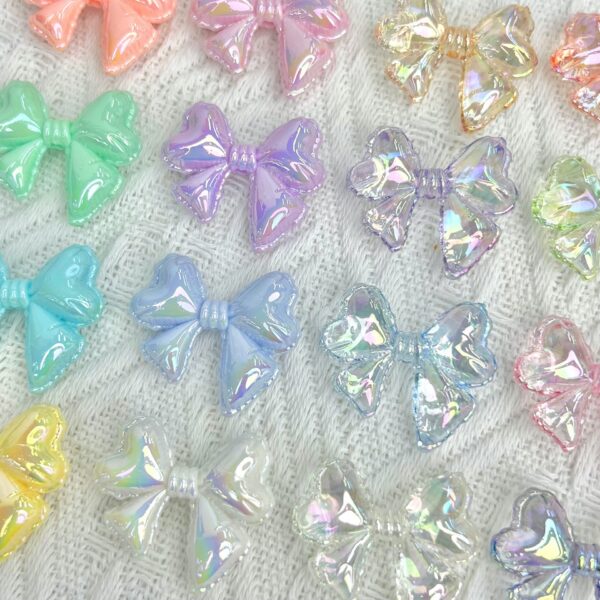 oly-5b6f86633e4b2aad7928c2326e65d4dc Wholesale Electroplated Acrylic Balloon Bow Beads Summer UV Coated Loose Beads for DIY Necklace Bracelet Hair Clip Jewelry Making