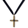 Wholesale Electroplating Tone Gothic Cross Pendant Choker With Zircon And Ribbon Stylish Jewelry Gift For Resale