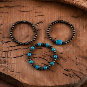 oly-5ba746c291debd906311779641b99111 Wholesale Turquoise Beaded Bracelet Set Ethnic Geometric Style Unisex Travel Souvenir Jewelry Accessory