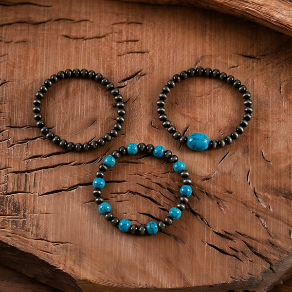 Wholesale Turquoise Beaded Bracelet Set Ethnic Geometric Style Unisex Travel Souvenir Jewelry Accessory