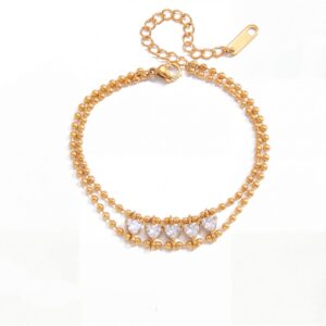 Gold bead love double layer bracelet