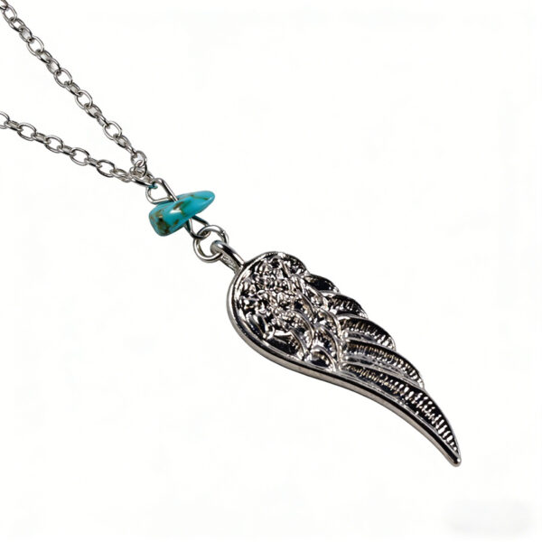 oly-5c53a88a368a949efa5a791bf38c3e92 Wholesale Vintage Distressed Angel Wing Pendant Necklace With Green Gemstone Fashion Jewelry Accessory Gift For Women Boutique Resale