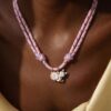 oly-5c816edaec2f4517bfdf221dec620276 Wholesale Trendy Cat Pendant Necklace Geometric Zircon Design With Purple Rope Stainless Steel Electroplated Stainless Steel Jewelry Accessory For Gift And Boutique