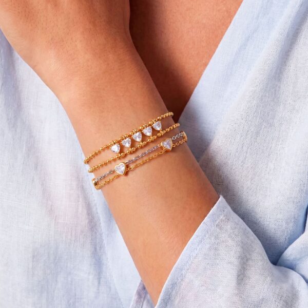 oly-5ca61d035367613112a207facc33e268 Wholesale Double Layer Stainless Steel Love Bracelet With Zircon Flower Tone Electroplated Unisex Jewelry Accessory For Everyday Wear