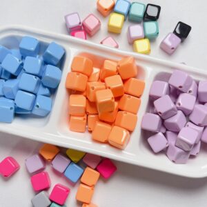 Wholesale Dopamine Acrylic Square Beads Yellow 10mm Baking Paint DIY Phone Chain Keychain Jewelry Accessory Resale