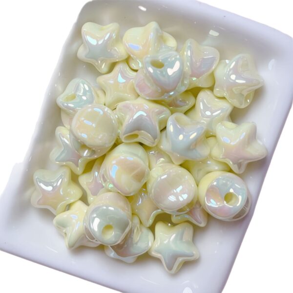 Wholesale 12mm UV Plated Cream Acrylic Star Beads DIY Phone Charm Car Key Accessory for Resale