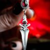 oly-5d2442973dfec20c18b47b344ee92b54 Wholesale Retro Red Ruby Dagger Tassel Earrings For Women Silver Alloy Stylish Party Fashion Accessory Gift