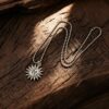 Wholesale Trendy Hip Hop Punk Sun Moon Face Pendant Necklace Antique Silver Zinc Alloy Fashion Jewelry Gift