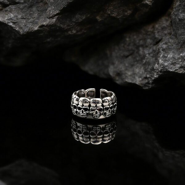 Wholesale Gothic Skull Goat Head Adjustable Open Ring Vintage Thorn Feather Design Unisex Fashion Jewelry Accessory