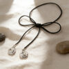 Wholesale Stylish Silver Pendant Necklace Zinc Alloy With Fabric Tie Women S Jewelry Accessory For Boutique Resale