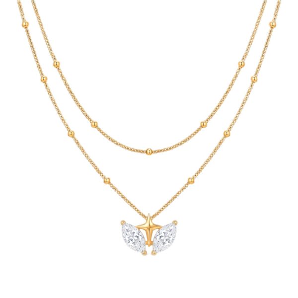 oly-5d54f533bfb733bee1b38aac1a1090f1 Wholesale Modern Double Layer Snake Chain Necklace Square Zircon Water Drop PendantStainless Steel Electroplated Fashion Jewelry Accessory