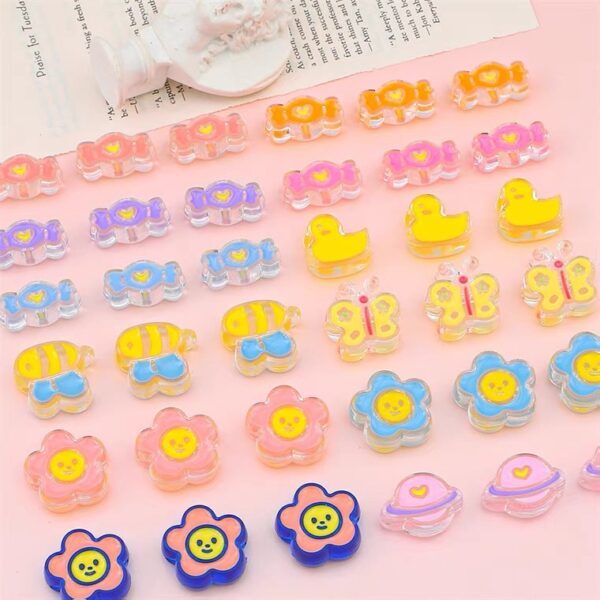 oly-5d7aa09c6a4c594672cac247599dece5 Wholesale Flower Bear Candy Acrylic Beads with Dripping Oil Finish for DIY Bracelet Phone Charm Jewelry Making