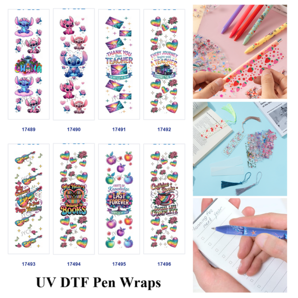 oly-5d9a7117e589b92052b83c24d07e08f8 Wholesale 2/8/16pcs Cartoon Creature & Teacher Letter Print Pen and Bookmark Stickers UV DTF Wraps OLY Exclusive