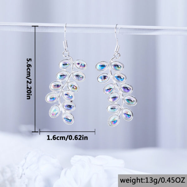 Wholesale Electroplated Alloy Leaf Moonstone Earrings Retro Chic Jewelry Accessory For Women