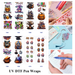 Wholesale 2/8/16pcs Halloween Pumpkin Witch Haunted House Wolf Spooky Cupcake Quote Art Print Pen and Bookmark Stickers UV DTF Wraps OLY Exclusive