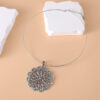 Wholesale Ancient Silver Zinc Alloy Flower Pendant Choker Necklace Fashion Accessory For Gift Boutique Resale