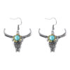 oly-5eb3b69de2a6ae51f286f86903c279c8 Wholesale Retro Punk Turquoise Bull Head Earrings Necklace Set Ancient Silver Zinc Alloy Fashion Jewelry Gift
