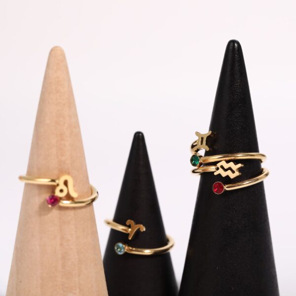 oly-5ed5d3f89c53230e70798f39cc85d1c6 Wholesale Stainless Steel Zodiac Constellation Ring Set Adjustable Open Birthstone Rings Women S Fashion Jewelry Accessory