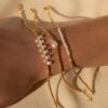 oly-5ef34e86f41166674853b0b620d60b27 Wholesale Chic Flesh Pink Bead Bracelet Geometric Design Stainless Steel Jewelry Accessory For Boutique Resale