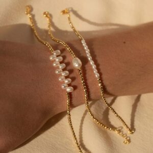 Wholesale Chic Flesh Pink Bead Bracelet Geometric Design Stainless Steel Jewelry Accessory For Boutique Resale