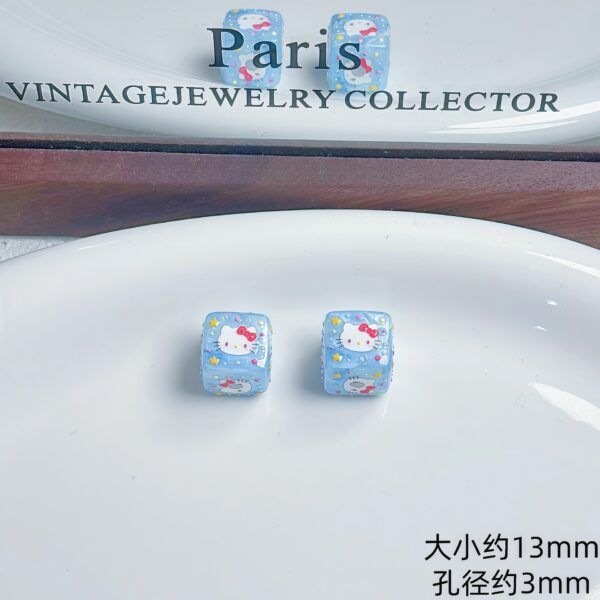 Wholesale Acrylic Embossed Cartoon Cat Square Beads DIY Phone Charm Bag Pendant Craft Supply