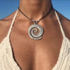 Wholesale Trendy Women S Leather Cord Necklace With Geometric Spiral Alloy Pendant Bohemian Retro Style