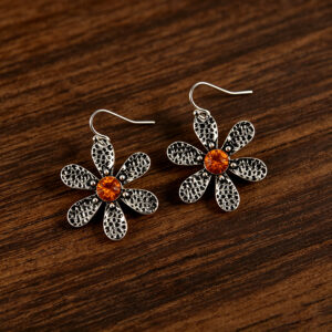Six petal flower earrings