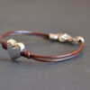 Wholesale Bohemian Retro Heart Leather Bracelet Silver Tone Metal Finish Minimalist Casual Everyday Wear