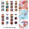 Wholesale 2/8/16pcs Color Splash Cartoon Hero & Character Art Print Pen and Bookmark Stickers UV DTF Wraps OLY Exclusive