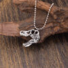 Wholesale Antique Silver Zinc Alloy T Rex Skull Pendant Necklace Vintage Hip Hop Dinosaur Fashion Jewelry Accessory For Everyday Styling
