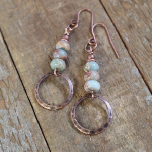oly-60785ddbec6977999d1ce25752a71c47 Wholesale Bohemian Hammered Circle Turquoise Beaded Drop Earrings For Women Vintage Fashion Jewelry Accessory Boutique Resale Gift