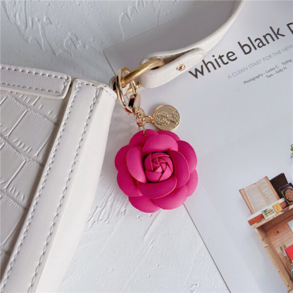 oly-60a9b33851fa2c4023803575b6b96aa0 Wholesale Leather Camellia Flower Keychain Cute Bag Charm Car Key Accessory Stylish Gift For Women