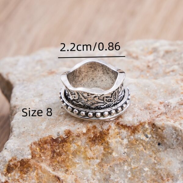 oly-60b8c5e1862aa91ddf9814ab42c08a8f Wholesale Vintage Bohemian Carved Spinner Ring For Women Silver Tone Wide Band Fashion Jewelry Accessory