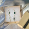 Wholesale Vintage Palace Green Gemstone Tassel Drop Earrings For Women Fashion Jewelry Accessory Boutique Resale Gift