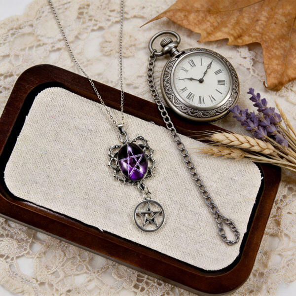oly-60ef95a5a99fa1150709f33a94fe280e Wholesale Gothic Punk Purple Star Thorn Vine Pendant Necklace Chic Fashion Accessory For Boutique Resale
