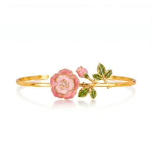 Pink rose open bracelet