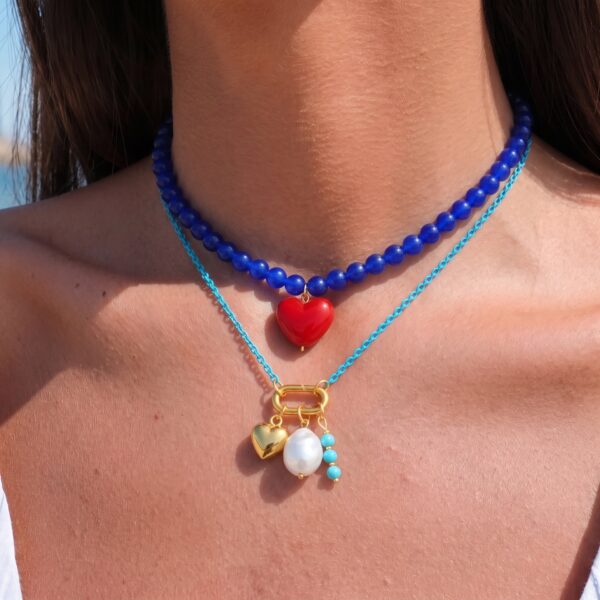 oly-61fa3565d0587fc1de187f6a8e7cde9d Wholesale Summer Bohemian Copper Heart Beaded Necklace Stylish Gift Boutique Resale