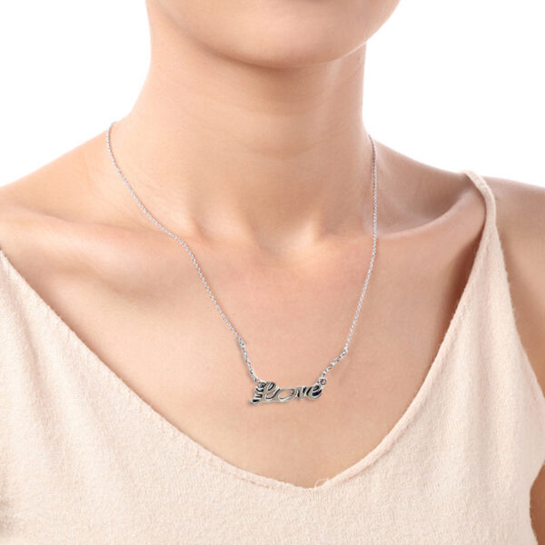 oly-62038379879df7774a3c03a4a7734abf Wholesale Retro Love Letter Pendant Necklace Ancient Silver Alloy Choker Trendy Jewelry Accessory Gift For Women