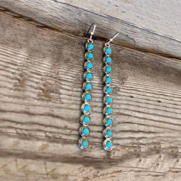 Wholesale Bohemian Turquoise Alloy Earrings Retro Geometric Totem Jewelry Party Fashion Accessory