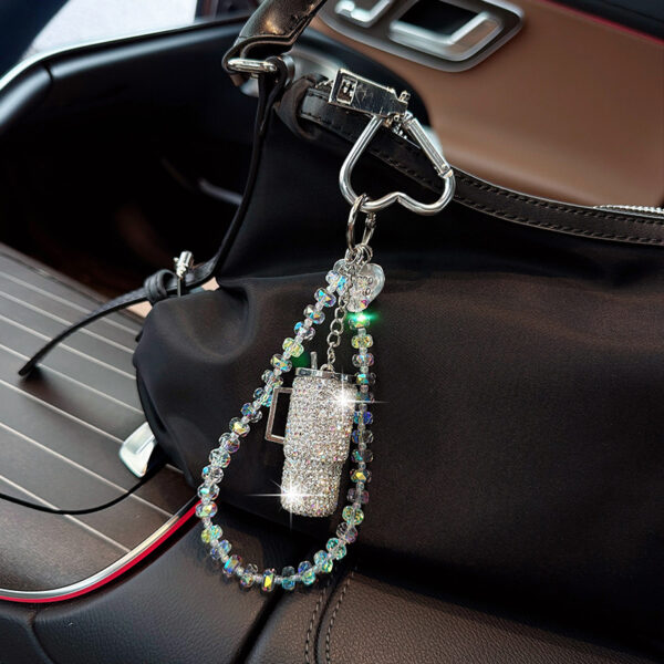 Wholesale AB Crystal Rhinestone Water Bottle Keychain Stylish Bag Charm Car Key Accessory For Women Birthday Gift Resale