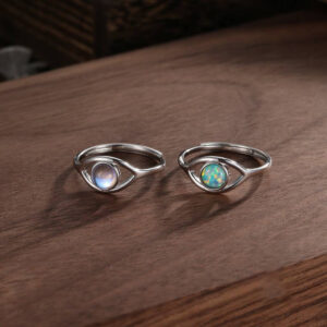 Wholesale Evil Eye Opal Ring Electroplating Copper Adjustable Women S Boutique Resale Jewelry Accessory