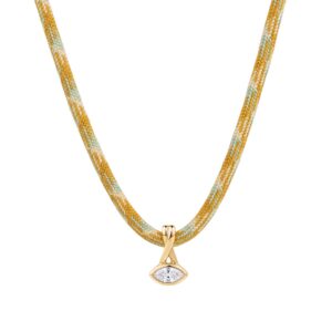 Horse-eye yellow cord necklace