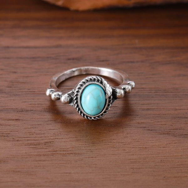 Wholesale Vintage Bohemian Turquoise Ring Set Zinc Alloy Flower Design Women S Jewelry Accessory Three Piece Set For Gift Resale