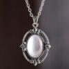 oly-63340af415c1f0891a3428979c6a3a1f Wholesale Zinc Alloy Antique Silver Bohemian Pendant Necklace Oval Pearl Hollow Out Design Vintage Retro Style Fashion Jewelry Accessory For Boutique Resale