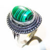 Wholesale Trendy Vintage Ethnic Green Malachite Ring Ancient Silver Tone Alloy Jewelry Fashion Accessory For Boutique Resale